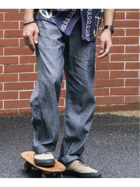 Non Stock 1930s Double-Pleated Chambray Pants 6.5 oz 100% cotton M.
